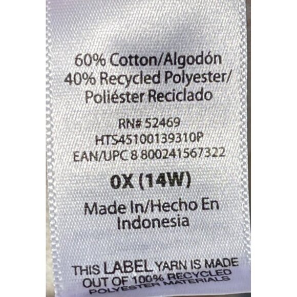 Terra & Sky Womens Plus Size 0X (14W) Beige & White Zebra Print Waffle Knit Henl - Picture 4 of 5